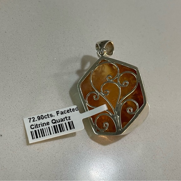 One of a kind 72.90 carat faceted Citrine Quartz Pendant - Picture 6 of 11